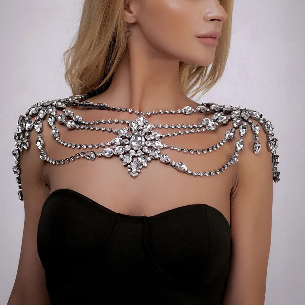 Boho cristal mariée épaule cha - Body Jewelry Necklace avis et prix