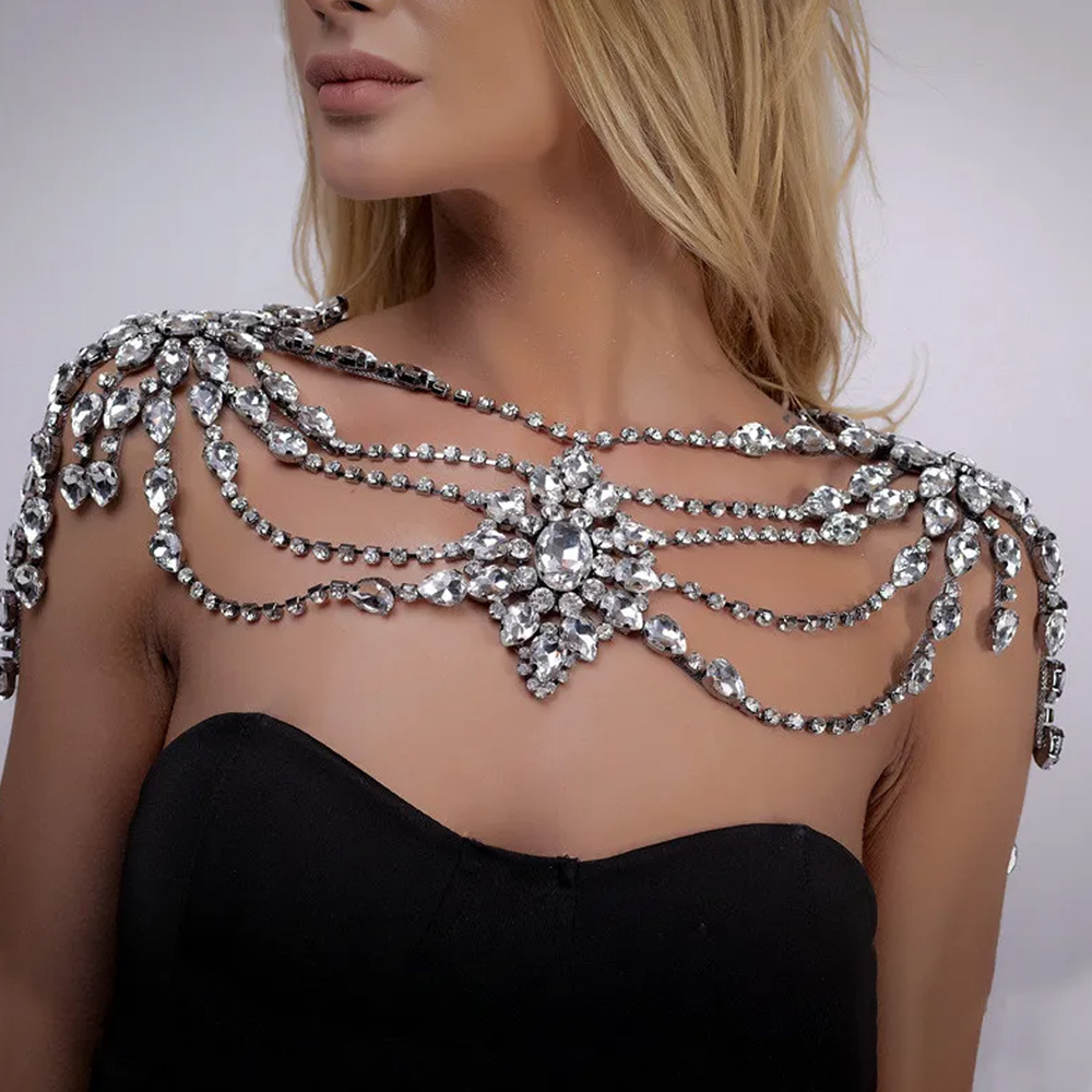 Boho cristal mariée épaule cha - Body Jewelry Necklace avis et prix