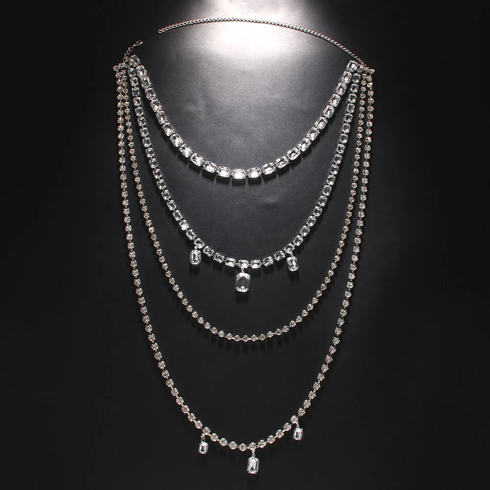 Brillant strass Long gland dos - Body Jewelry Necklace avis et prix