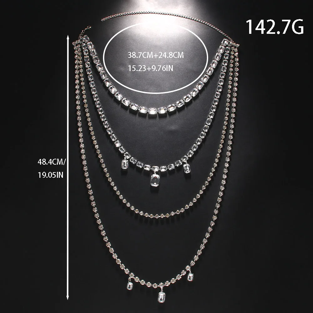 Brillant strass Long gland dos - Body Jewelry Necklace avis et prix