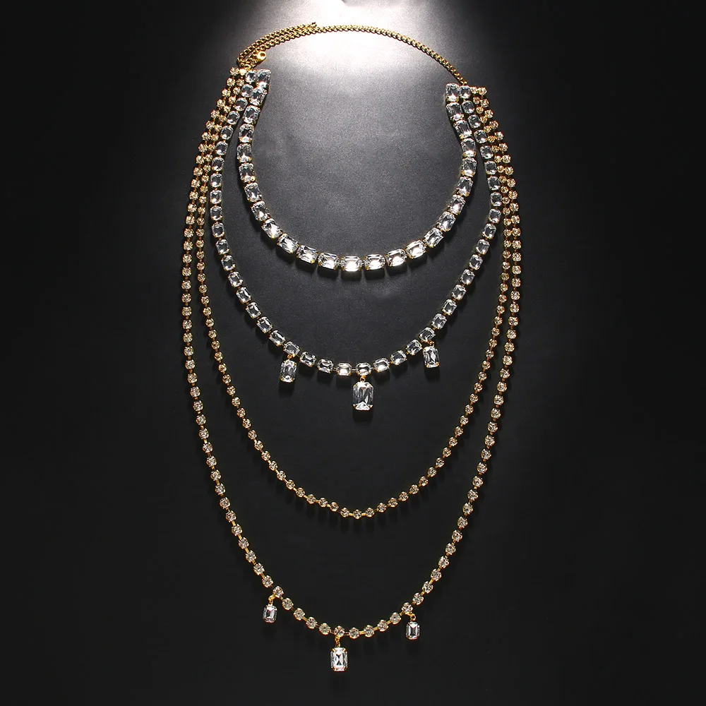 Brillant strass Long gland dos - Body Jewelry Necklace avis et prix